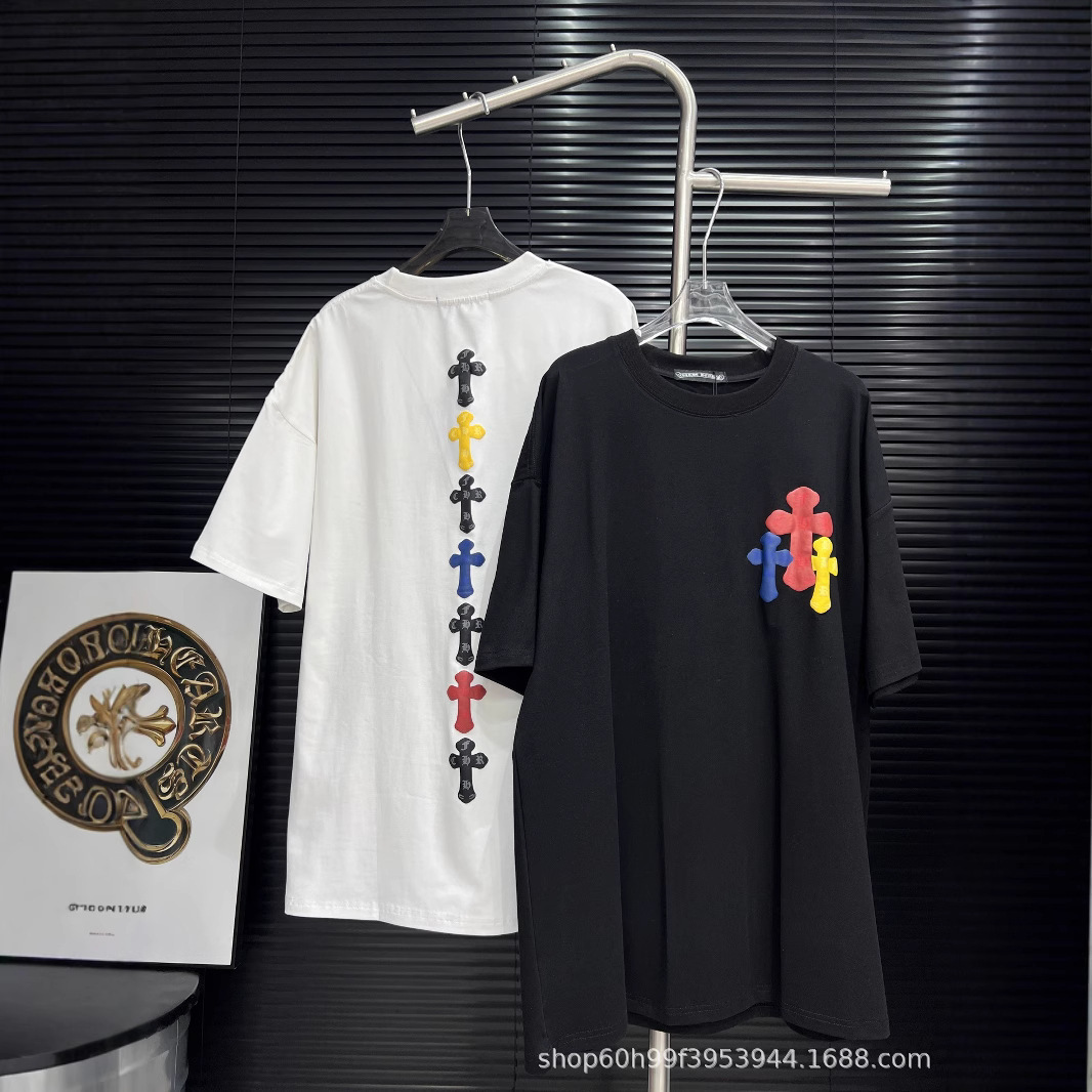 25夏季新款潮牌五颜六色发泡立体图案宽松短袖T恤 男女同款