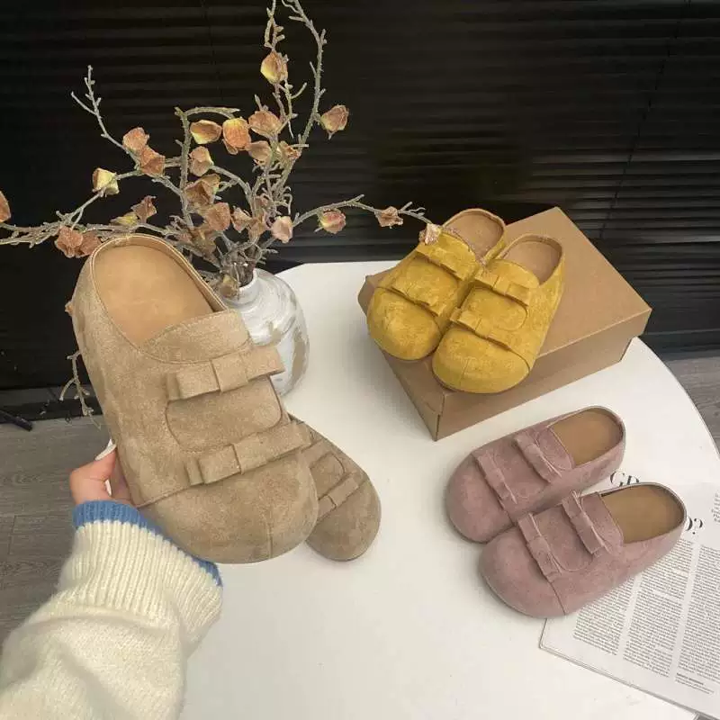 Ретро тапочки Birkenstock для женщин, новинка 2025 года, стильная рабочая одежда без шнуровки, супер мягкие высококачественные дышащие полутапочки на толстой подошве с носком