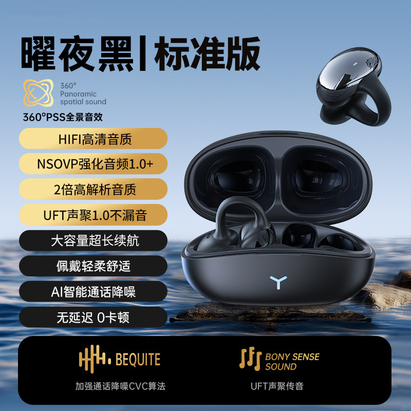 新型イヤークリップ式Bluetoothヘッドセット ワイヤレス2025年新型 工場直販 越境卸売 ノイズキャンセリングイヤークリップヘッドセット|undefined