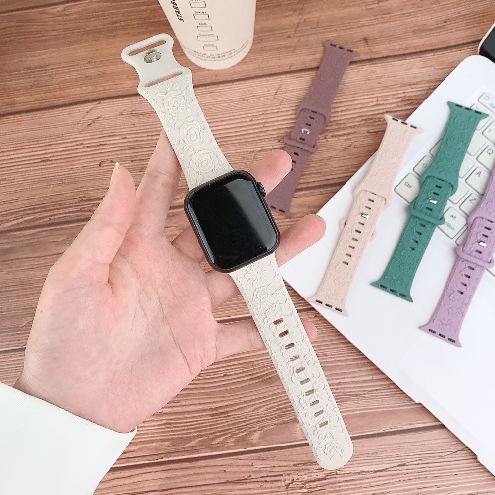 Suitable for s10 generation Apple Watch 9 strap relief rose silicone…