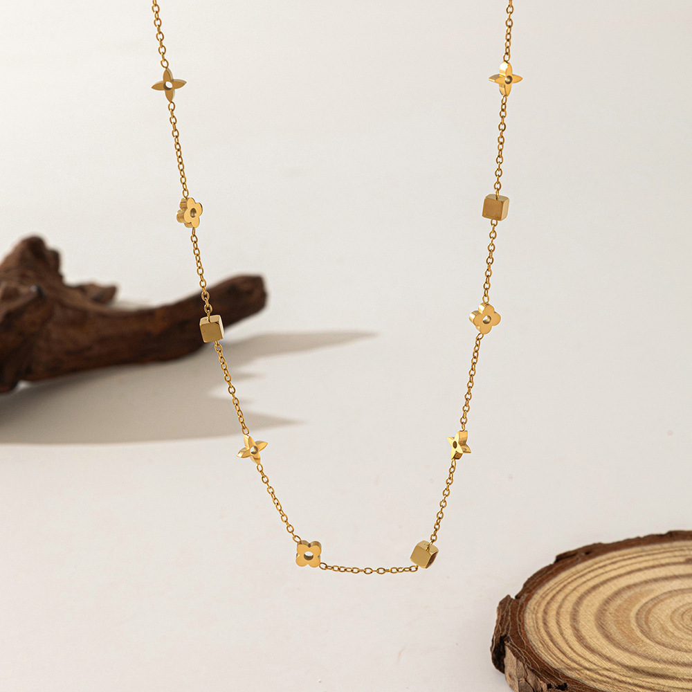 Pulsera de Acero de Titanio de Dongguan, Estilo Europeo y Americano, Diseño de Doble Cadena con Cuchillas, Exagerada, Hip-Hop, para Otoño e Invierno, No se Destiñe, para Mujer