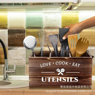 Retro Wooden Storage Box Kitchen Tableware Floor-Standing Multi-Grids Sorting Box Desktop Sundry Storage Box Ready for Sale