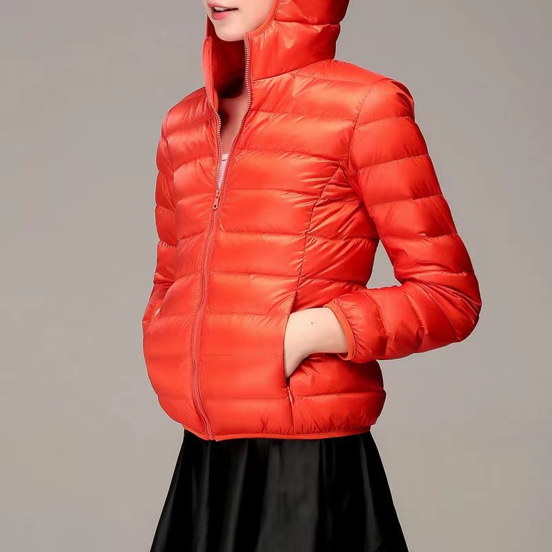 Chaqueta Corta de Algodón para Mujer Transfronteriza 2024, Estilo Coreano Ajustado, Modelo Delgado, Capa de Algodón Lluvia de Seda, con Capucha, Mayorista