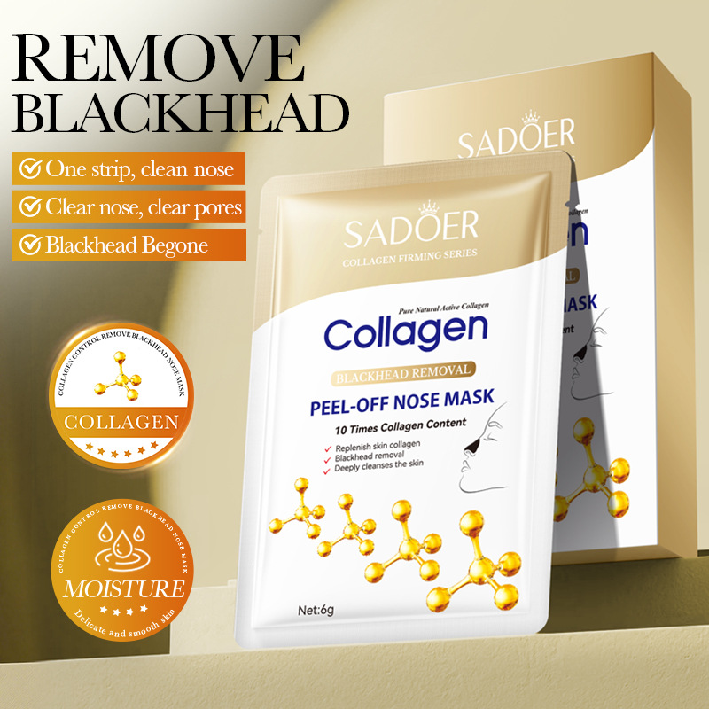 All-English Sadoer Collagen Blackhead Removal Peel-Off Nose Mask Cream Nose Mask Nose Strips T-Zone Care Foreign Trade Cross-Border