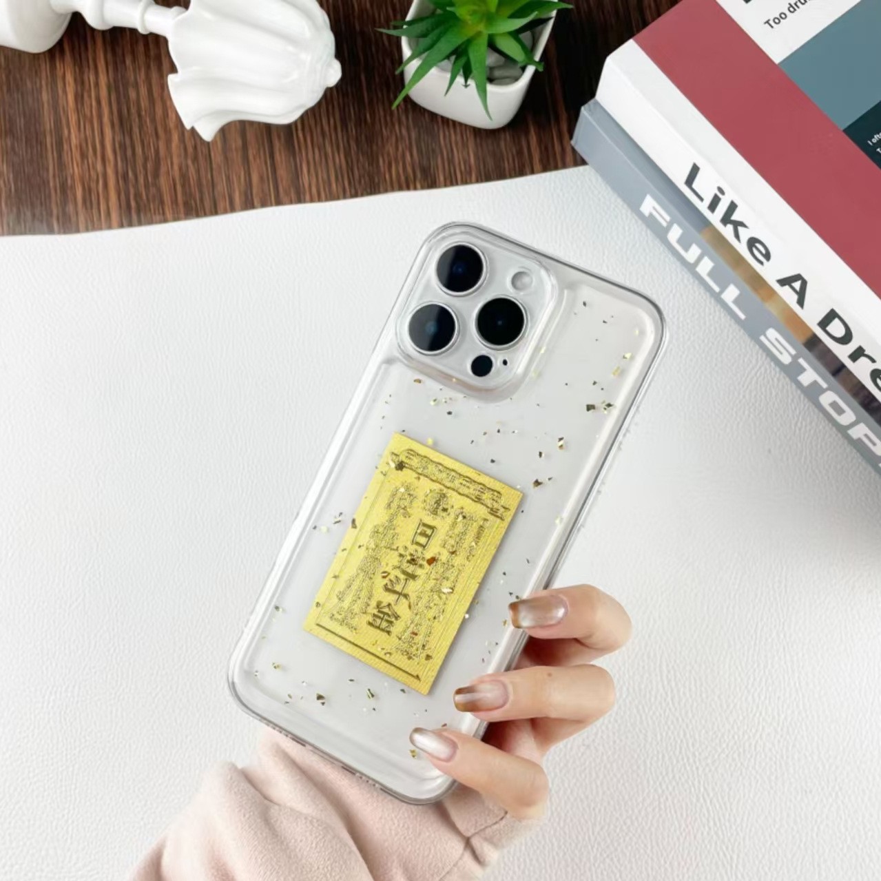 Aplicable para iPhone16promax Daily Jin Dou oro suave manzanas 17 lámina de oro goteo de goma caso de teléfono móvil Año Nuevo hacer fortuna15