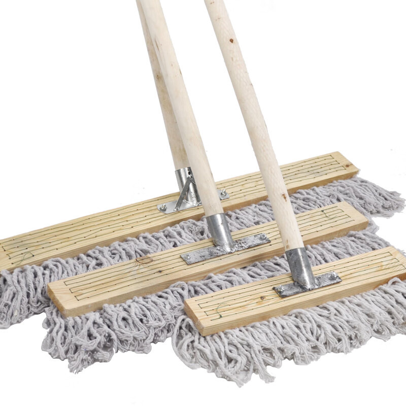Old-Fashioned Wooden Pole Flat Mop Factory Workshop Wooden Handle Cotton Thread Floor Mop Dust Push Commercial Cleaning Mop Lightweight