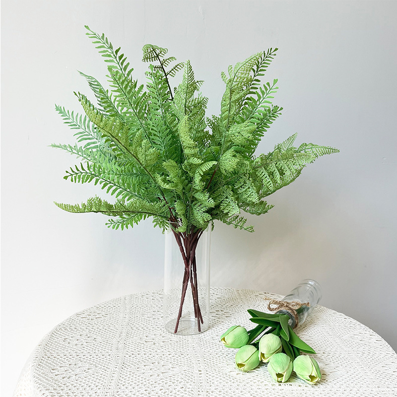 Cross-border quality fake flowers and plants wholesale 6-leaf fern plants pot succulents sheep's ear home photography green plants