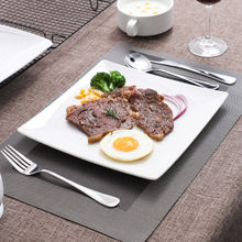 牛排盘创意纯白西餐盘菜盘方盘牛排刀叉盘子套装陶瓷西餐餐具全套