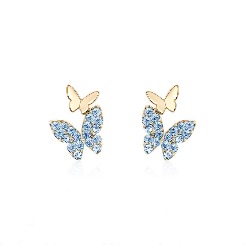 Fashion Butterfly Copper Inlay Rhinestones Ear Studs 1 Pair display picture 3