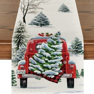 Cross-border hot sale linen table runner Christmas home dining room living room dining table indoor outdoor holiday decoration tablecloth