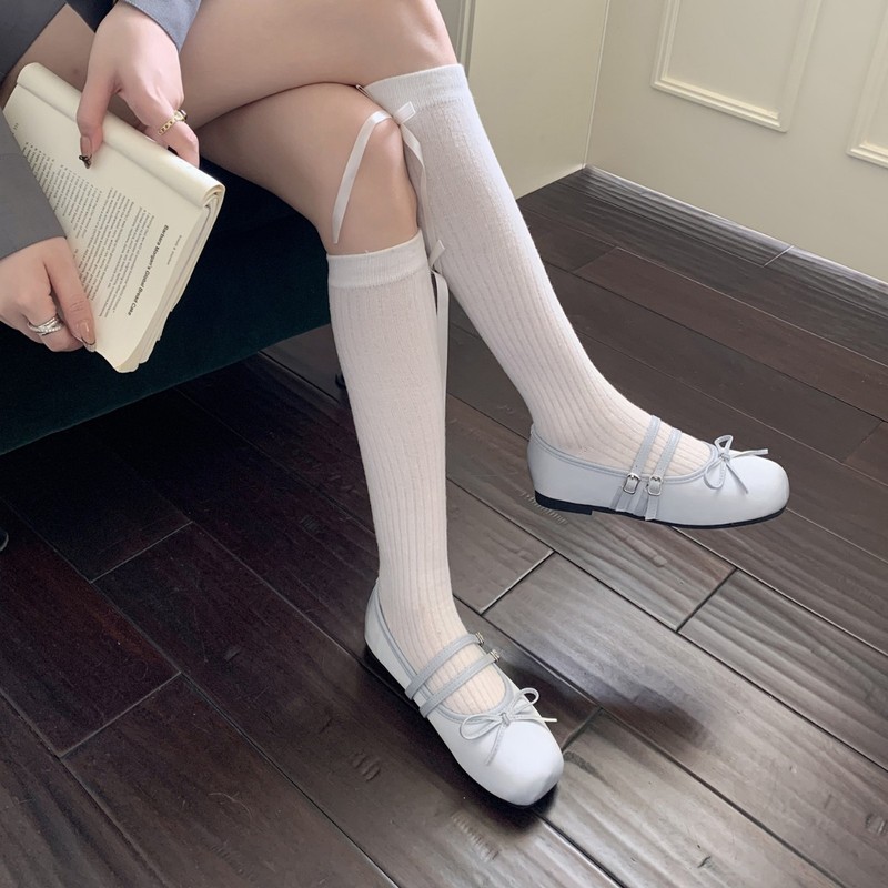 韩版方头浅口双条绑带绸面玛丽珍芭蕾鞋女2025新款精致百搭单鞋|undefined