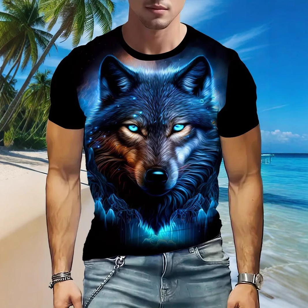 跨境2025春夏新款亚马逊独立站酷帅时尚高品质男士短袖T恤