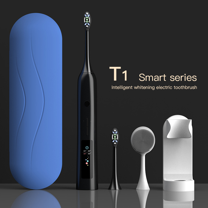 T1充电款防水礼品智能彩屏显示成人款全自动电动牙刷跨境批发便携