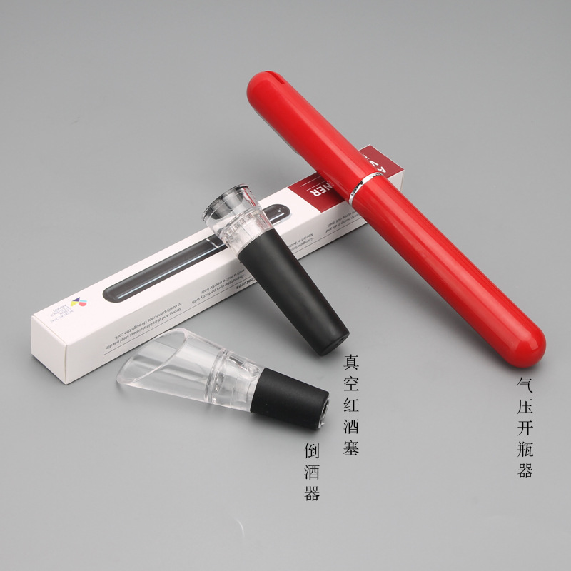 Red bottle opener, vacuum bottle stopper, wine dispenser