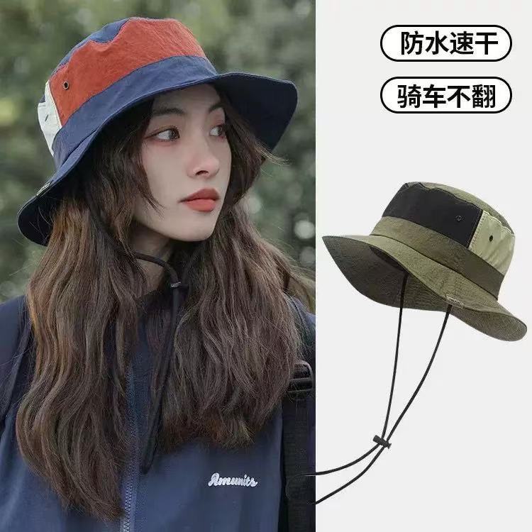 2026 Summer New Style Fisherman Hat Quick-Drying Ultra-Light Cross-Border Live Streaming Mountaineering Hat Patchwork Fishing Hat Unisex Sun Protection
