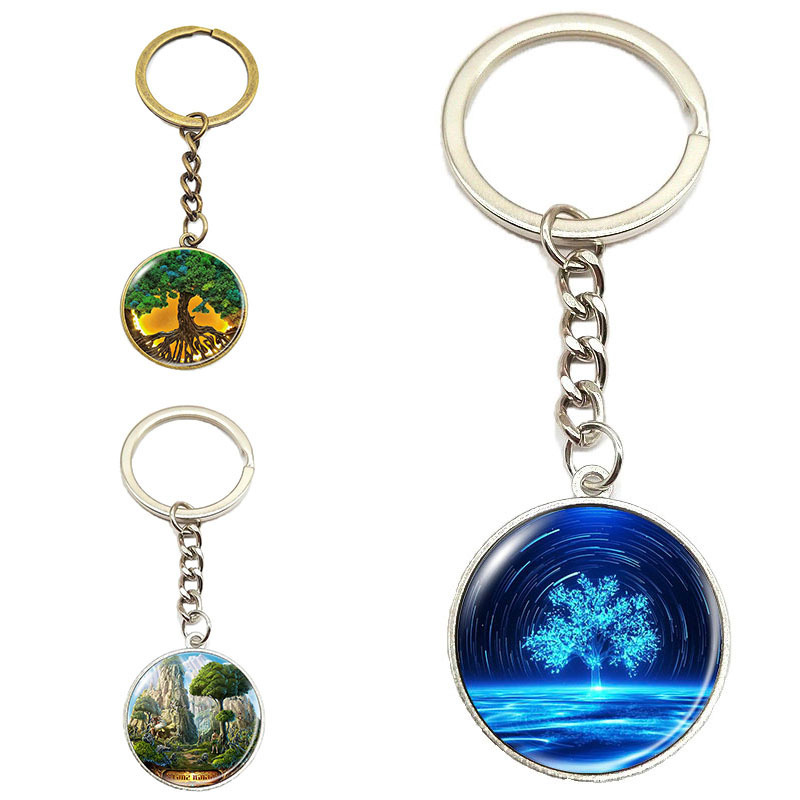 Cross-border Hot Sale New Tree of Life Time Gem Alloy Pendant Keychain Bag Car Hanging Pendant