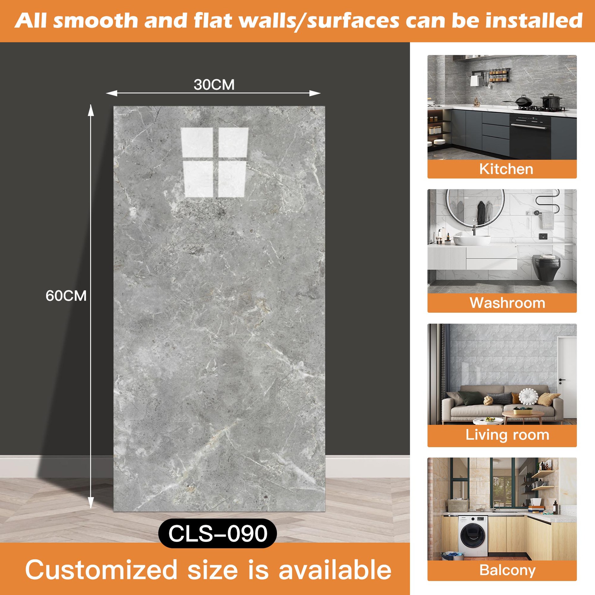 Azulejo de imitación transfronterizo pegatinas de pared papel tapiz autoadhesivo impermeable y a prueba de humedad pegatinas de mármol de baño papel tapiz de pared de fondo restaurado