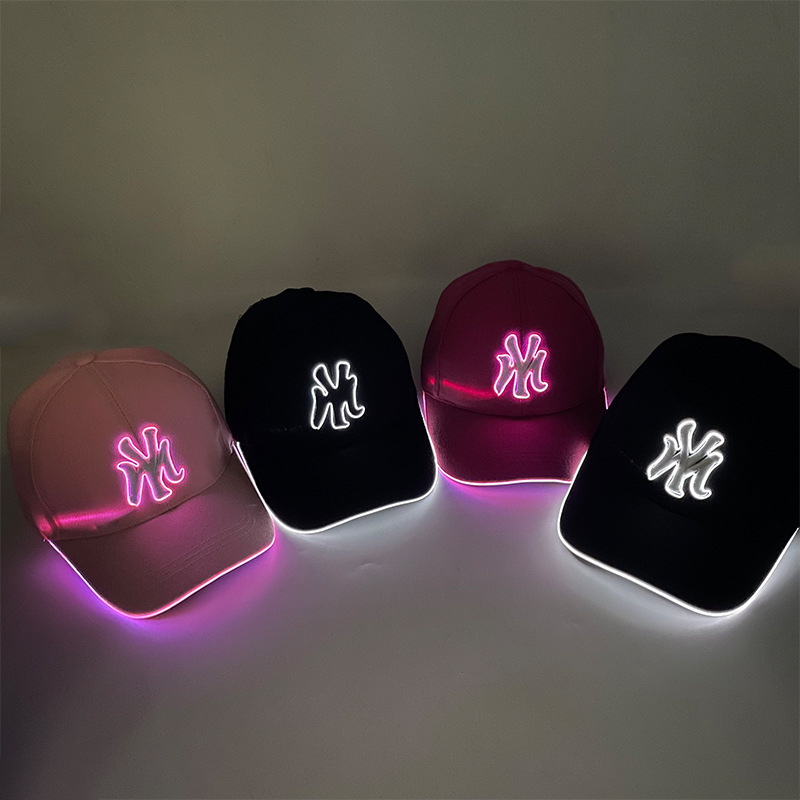 Luminous Baseball Cap 2025 New Letter Embroidered Hat Sun Hat Manufacturer Wholesale Casual Peaked Cap Hat Outdoor