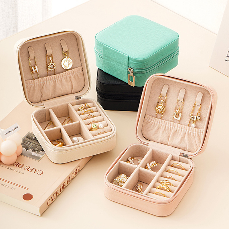 Caja de joyería mini cuadrada caja de joyería de viaje pendientes anillo caja de almacenamiento caja de joyería transfronteriza