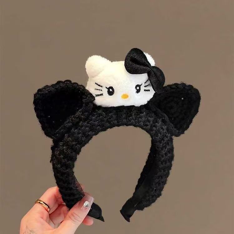 秋冬新款可爱猫咪耳朵发箍女甜美发卡洗脸毛线手工发饰不勒头箍|undefined