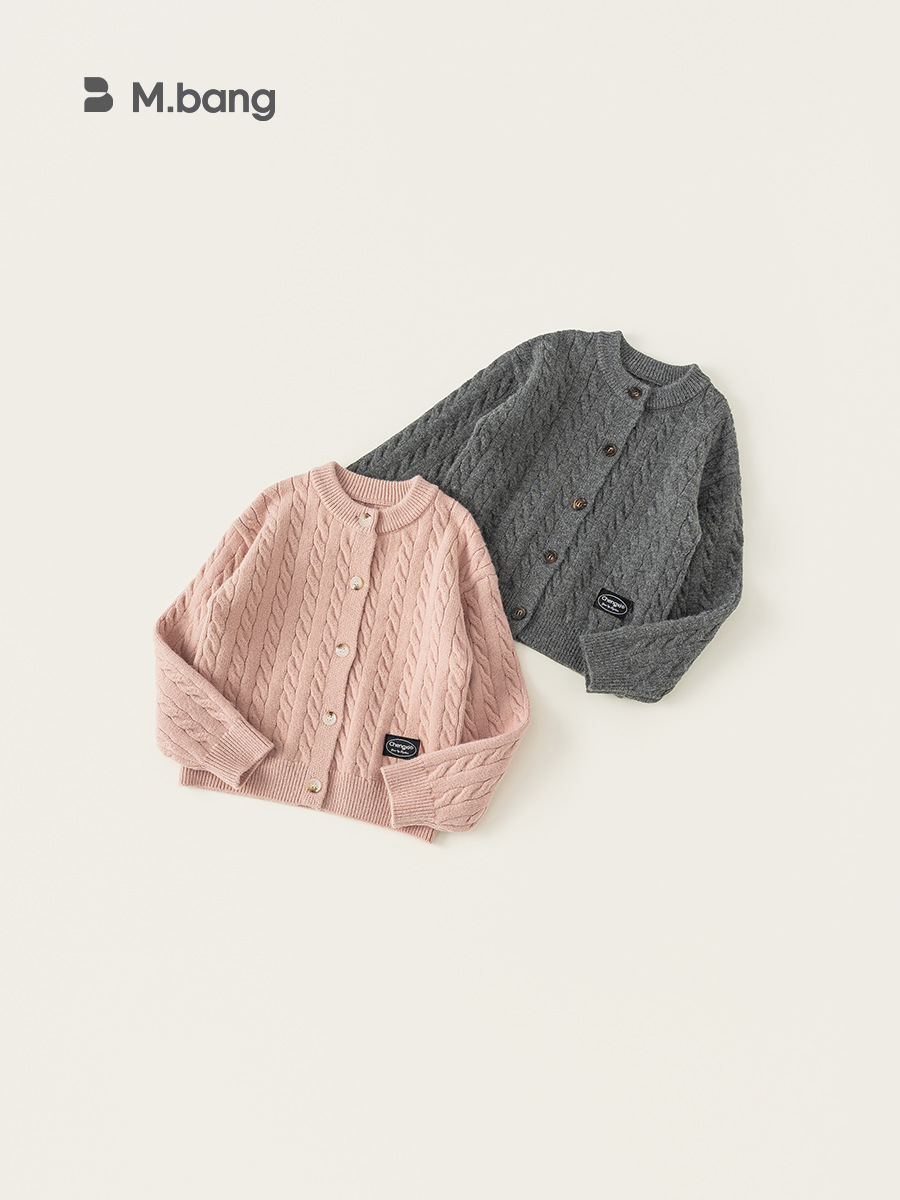 Yubao ropa infantil suéter de invierno nuevo estilo niñas color sólido variedad de niños chaqueta de punto de torsión extranjera