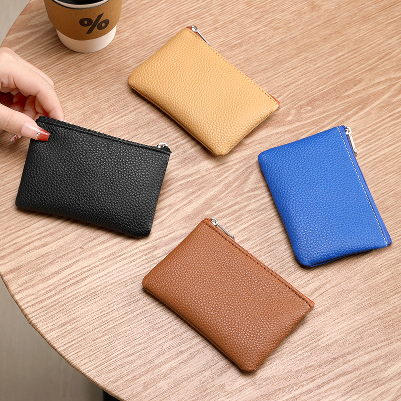 Patrón de lichi mini monedero portátil bolso de tarjeta corto y delgado con cremallera bolso de moneda venta caliente transfronteriza bolso de llaves billetera