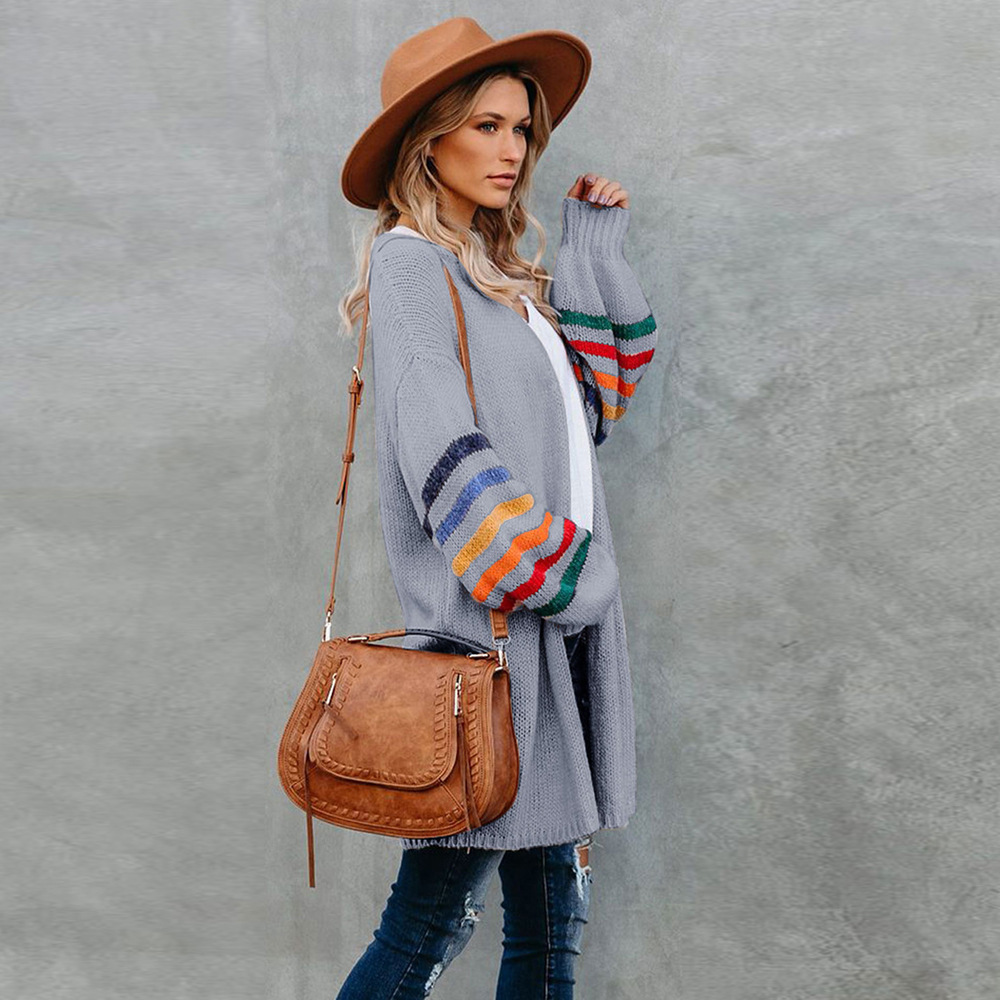 Women's Clothing patchwork loose large size sweater sweater jacket _voghion.com