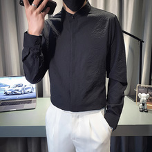 店主风小格子印花长袖衬衣男2025秋季男士潮牌休闲简约百搭衬衫薄