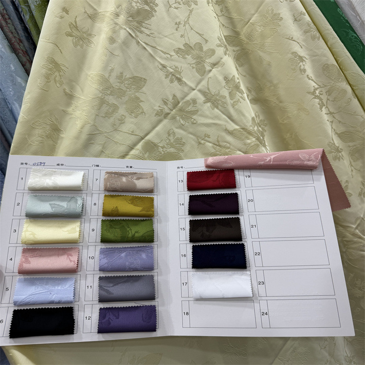 秋冬140克蝶恋花仿醋酸提花面料 新中式旗袍汉服连衣裙羽绒服布料