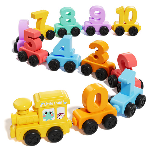 Magnetic Digital Little Train Toy Magnetic Assembly Blocks for Boys Animal Cars Children Beneficial for Intelligence Brain Development