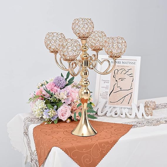 Nuevo candelabro de cinco cabezas estilo europeo lujo ligero creativo electrodeposición brillante decoración romántica para el hogar accesorios de boda