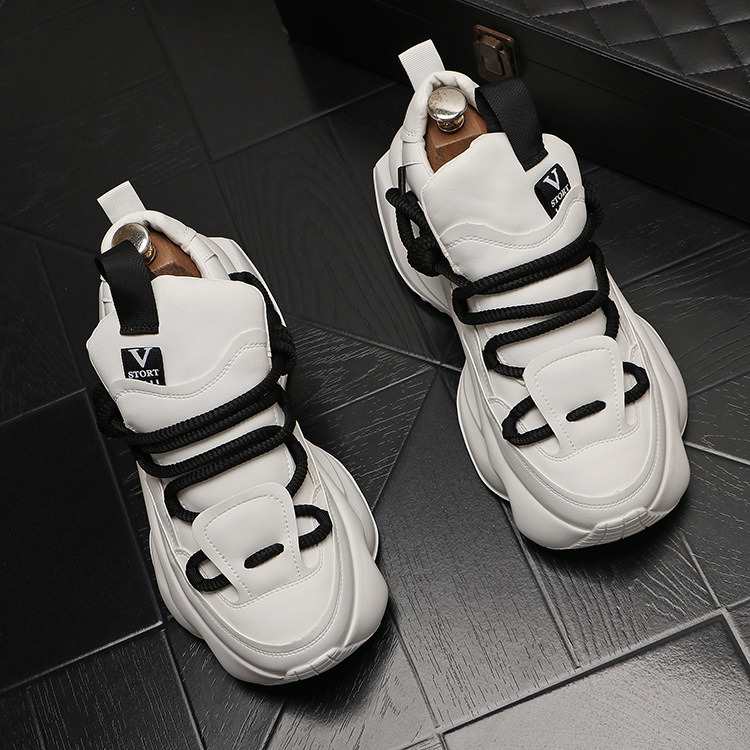 All-match Men's Personalized Casual Shoes New Thick-soled Increased Dad Shoes Korean Style White Fashionable Men's Shoes All-match Men's Personalized Casual Shoes New Thick-soled Increased Dad Shoes Korean Style White Fashionable Men's Shoes