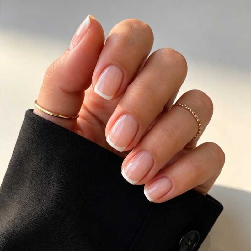 European and American Cross-Border Nail Art Bestsellers: High-End, Simple French-Style White-Edged Short Nail Stickers