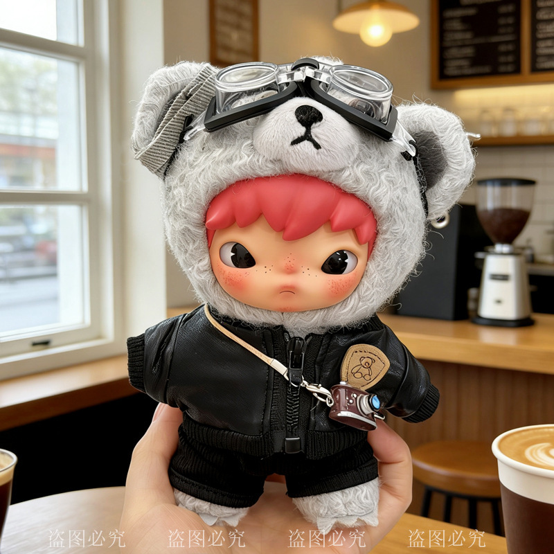 Hirono Highway Log Plush Vinyl Doll Pendant Fashionable Cool Jacket Glasses Set