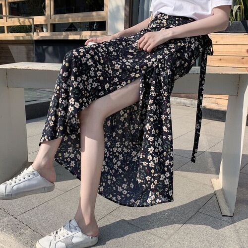 lace floral one-piece skirt medium and long summer vacation sunscreen beach dress high waist one-piece skirt wrap skirt