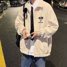 春春季新款港风立领夹克冲锋衣防风百搭青少年潮流印花休闲男装