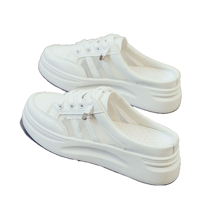 Zapatillas Mules Planas Cerradas para Mujer de Superficie de Red para Uso Diario
