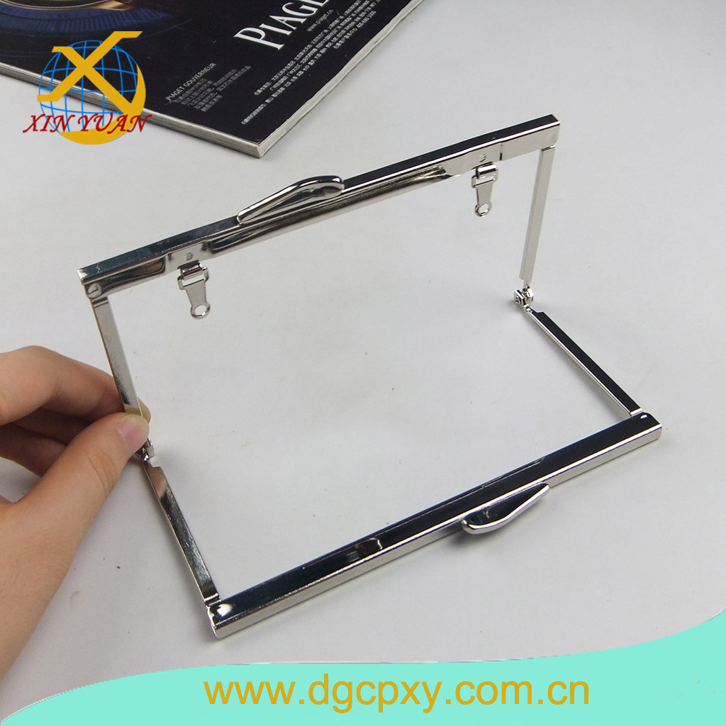 厂家供应手袋五金架,钱包五金夹,银色皮包五金框架