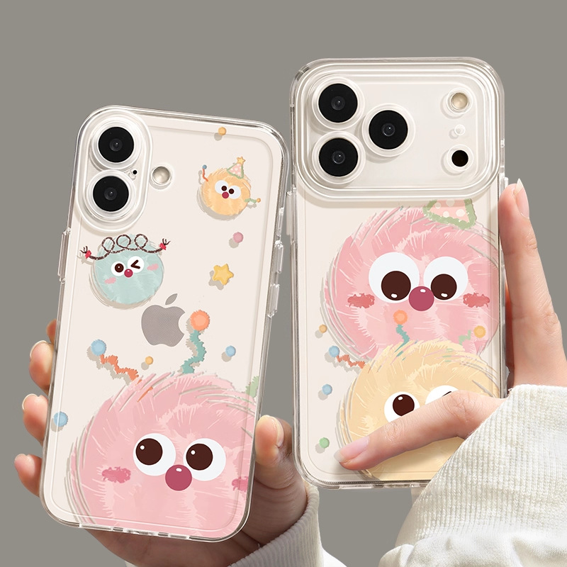可爱煤球苹果17手机壳iphone16promax防摔15卡通透明13保护套14