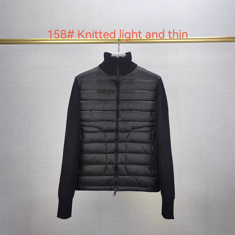 Mengkou Knitted Patchwork down Jacket 158 Style Lightweight Cardigan Knitted Light and Thin
