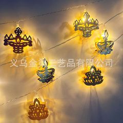 New Indian Diwali Lantern String LED Multi-Light Festival Decor Lamps Lotus Candle Lamps Om Symbol Diwali Lamp
