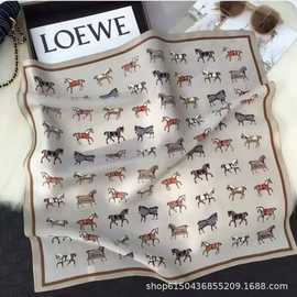 70*70cm韩版小方巾女丝巾缎面春夏薄款防晒围脖护颈绑包发带百搭