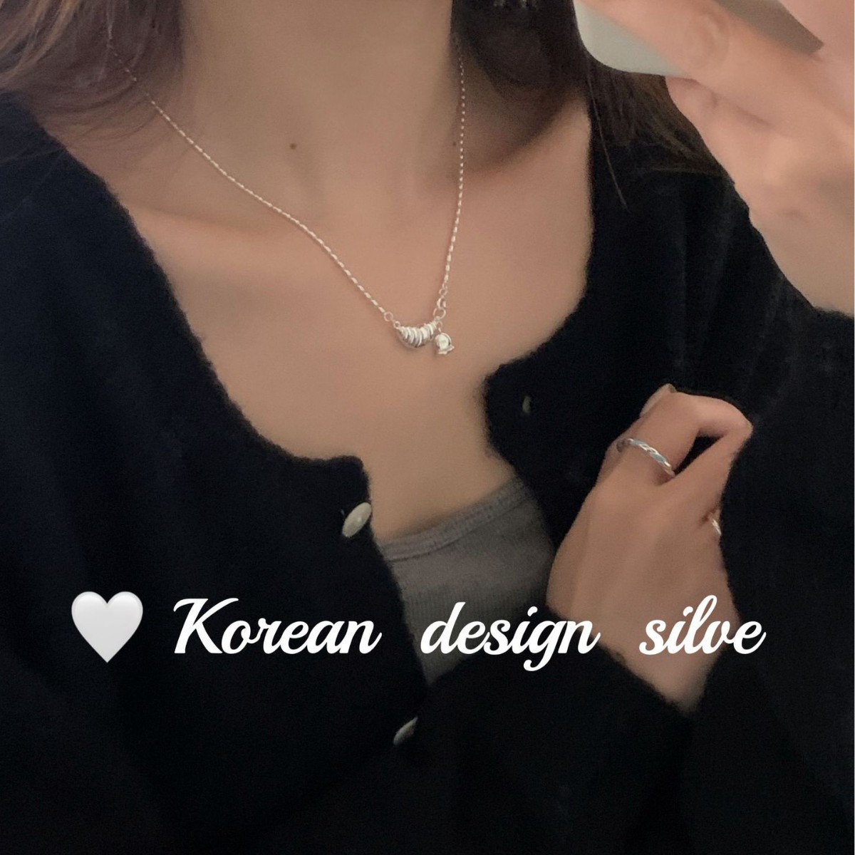 韓國南大門簡約設計飾品 S925純銀大牛角包項鍊 百搭精緻鎖骨鏈女