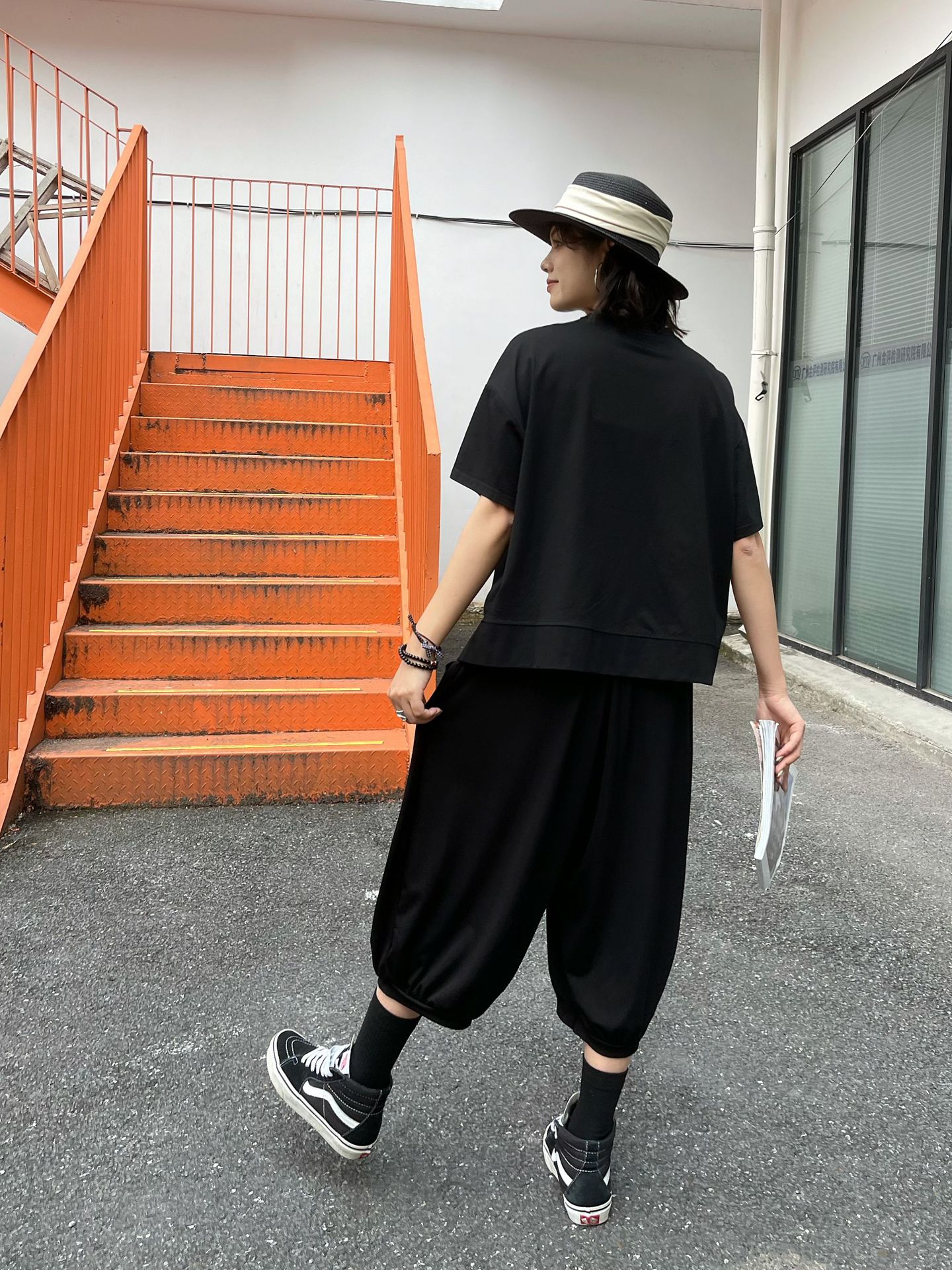 250373暗黑系山本风潮女装夏季新款不规则口袋拉链圆领短袖T恤潮 pic 11