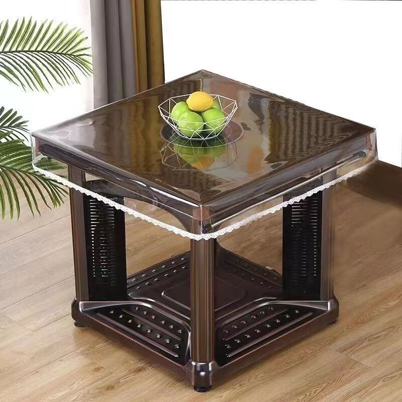 Square Pvc Soft Glass Electric Stove Table Cover, Fire Table Cover, Waterproof and Oil-Proof Coffee Table Dining Table Mat, Thickened Square Pvc Soft Glass Electric Stove Table Cover, Fire Table Cover, Waterproof and Oil-Proof Coffee Table Dining Table Mat, Thickened