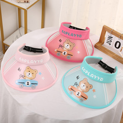 卡通兒童無頂遮陽帽 男孩女孩小熊帽子太陽帽大檐夏季空頂帽批發