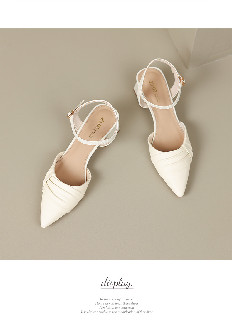 Sandal nữ mũi nhọn quai ngang phong cách Hàn Quốc — BL135 màu đen chi tiết 19