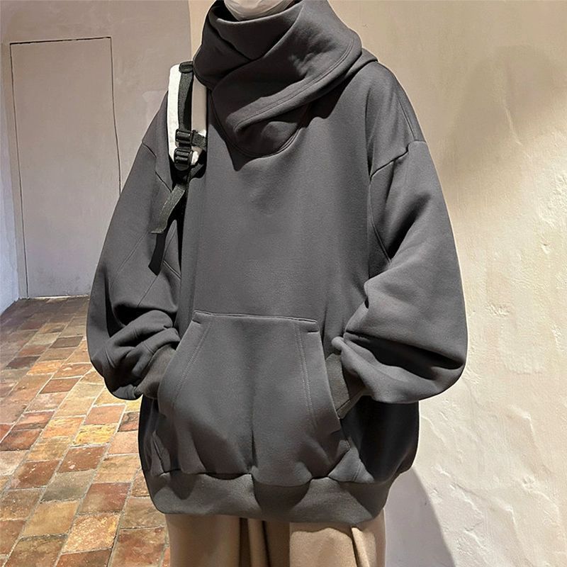 Men's autumn and winter heavy functional coat oversize American turtleneck hoodie