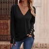 Spring New Solid Color V-Neck Loose Long-Sleeve Knit Top Button Women's Bestselling Button