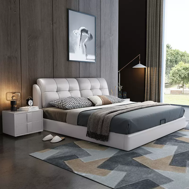 皮床1.8米主卧2米大床现代简约科技布艺双人床1.5m储物轻奢风婚床